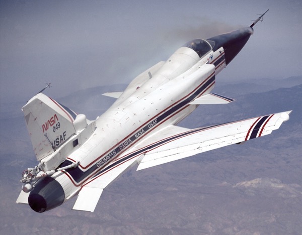 X 29 at High Angle of Attack with Smoke Generators