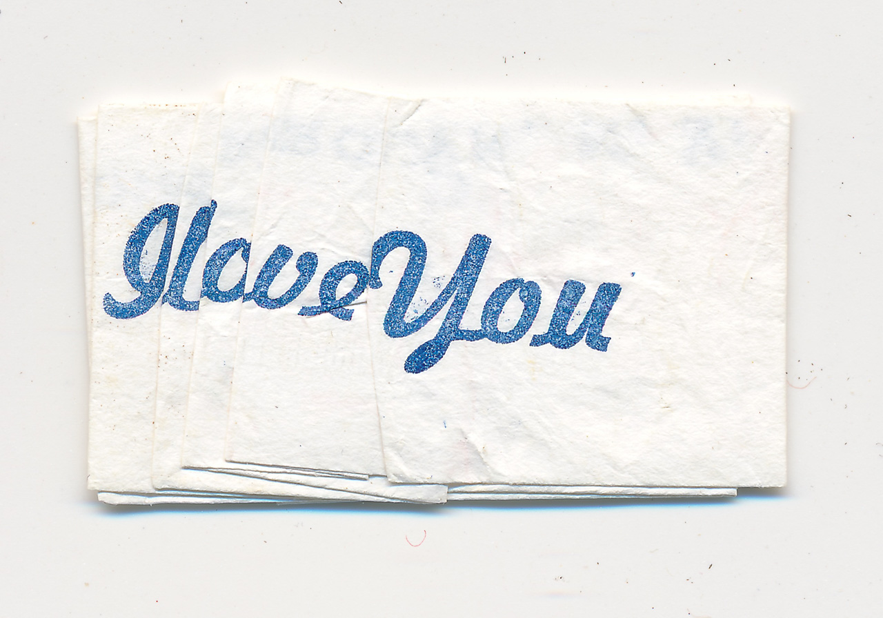 “It’s a Pleasure to Serve You” folded to read “I love You”